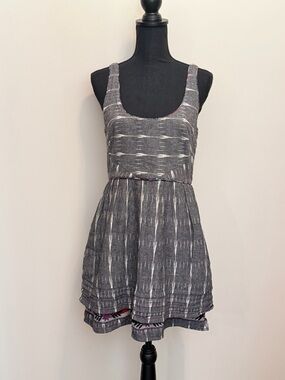 Free People New Romantics Weather Vane Womens 10 Mini Dress Gray Ikat Southwest